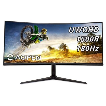 Acer - AOPEN 34" VA LED QHD 180Hz 1ms FreeSync Premium Gaming Monitor (HDMI) - Black