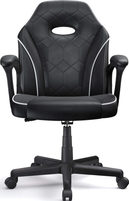 ACGAM - Gaming Office Chair Slim Space-saving Size, Ergonomic Backrest, Height Adjustment, 360° Swivel Casters & Durable Base - Black