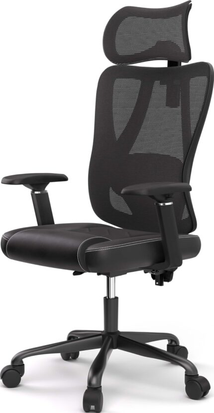 ACGAM - Gaming Office Ergonomic Breathable Mesh Chair, Lumbar Support, Recline, Adjustable Headrest & Armrest, Class 3 Gas Lift - Black