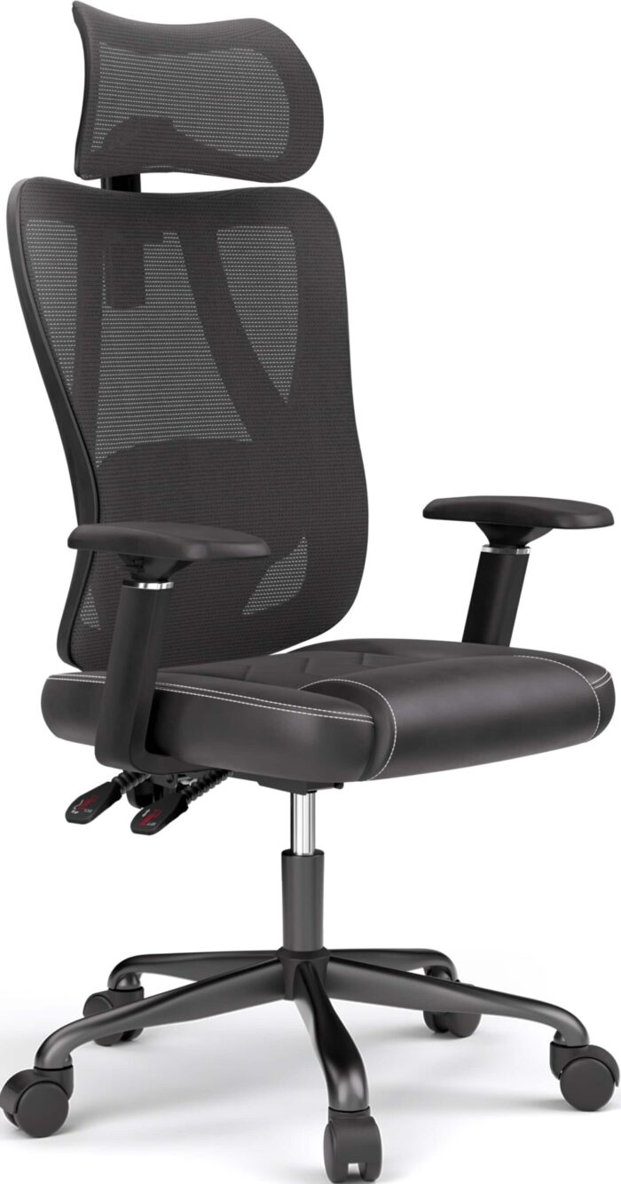 ACGAM - Gaming Office Ergonomic Breathable Mesh Chair, Lumbar Support, Recline, Adjustable Headrest & Armrest, Class 3 Gas Lift - Black