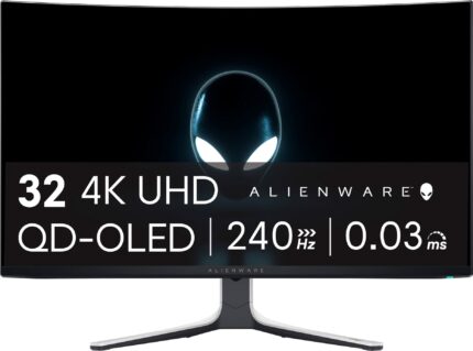 Alienware - AW3225QF 31.6" QD-OLED Curved 4K UHD 240Hz .03-ms G-SYNC Gaming Monitor with HDR (HDMI, USB-C) - Lunar Light