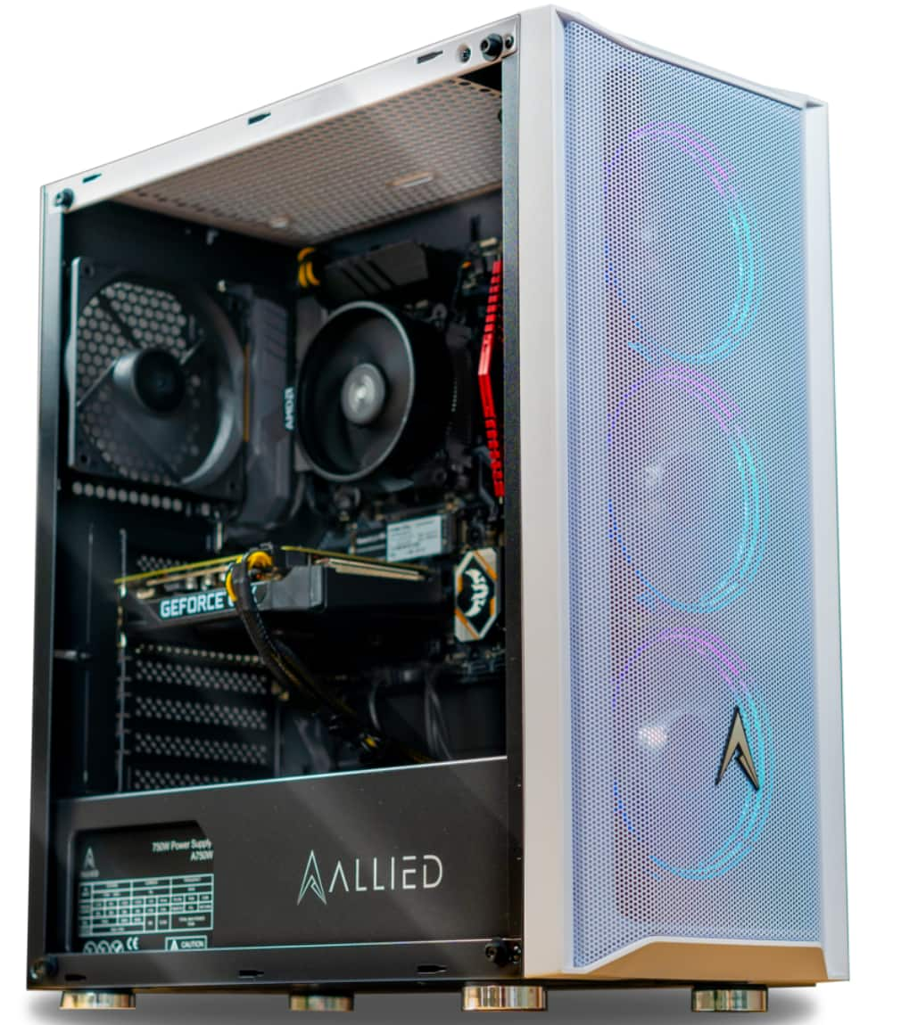 Allied Gaming - Patriot Gaming Desktop - AMD Ryzen 5 1600 - 16GB Memory - NVIDIA GeForce GTX 1660 Ti - 500GB NVMe SSD - White