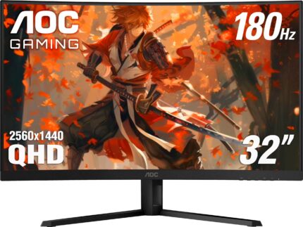 AOC - CQ32G4VE 31.5" VA Curved Gaming Monitor, QHD (2560x1440), 180Hz, 0.5ms, Freesync, HDR10 - Black