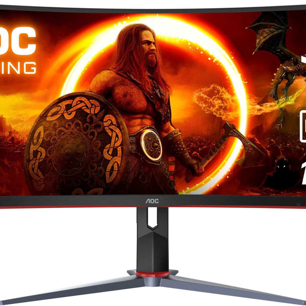 AOC - CU34G2XP 34" VA Curved Gaming Monitor, WQHD (3440x1440), 180Hz, 1ms, Freesync, HDR 400 - Black/Silver/Red