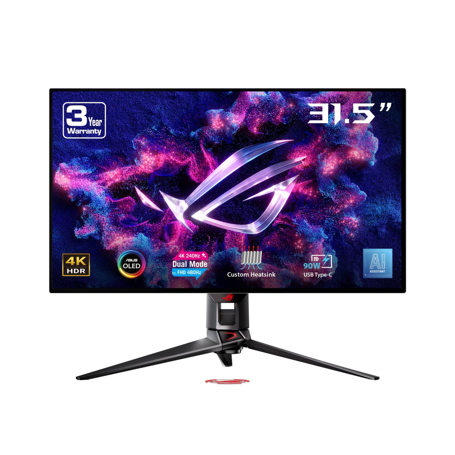 ASUS - ROG Swift 32" OLED Dual mode (4K 240Hz, UHD 480Hz), 0.03ms, G-SYNC/FreeSync Gaming Monitor with HDR (HDMI, DisplayPort) - Black