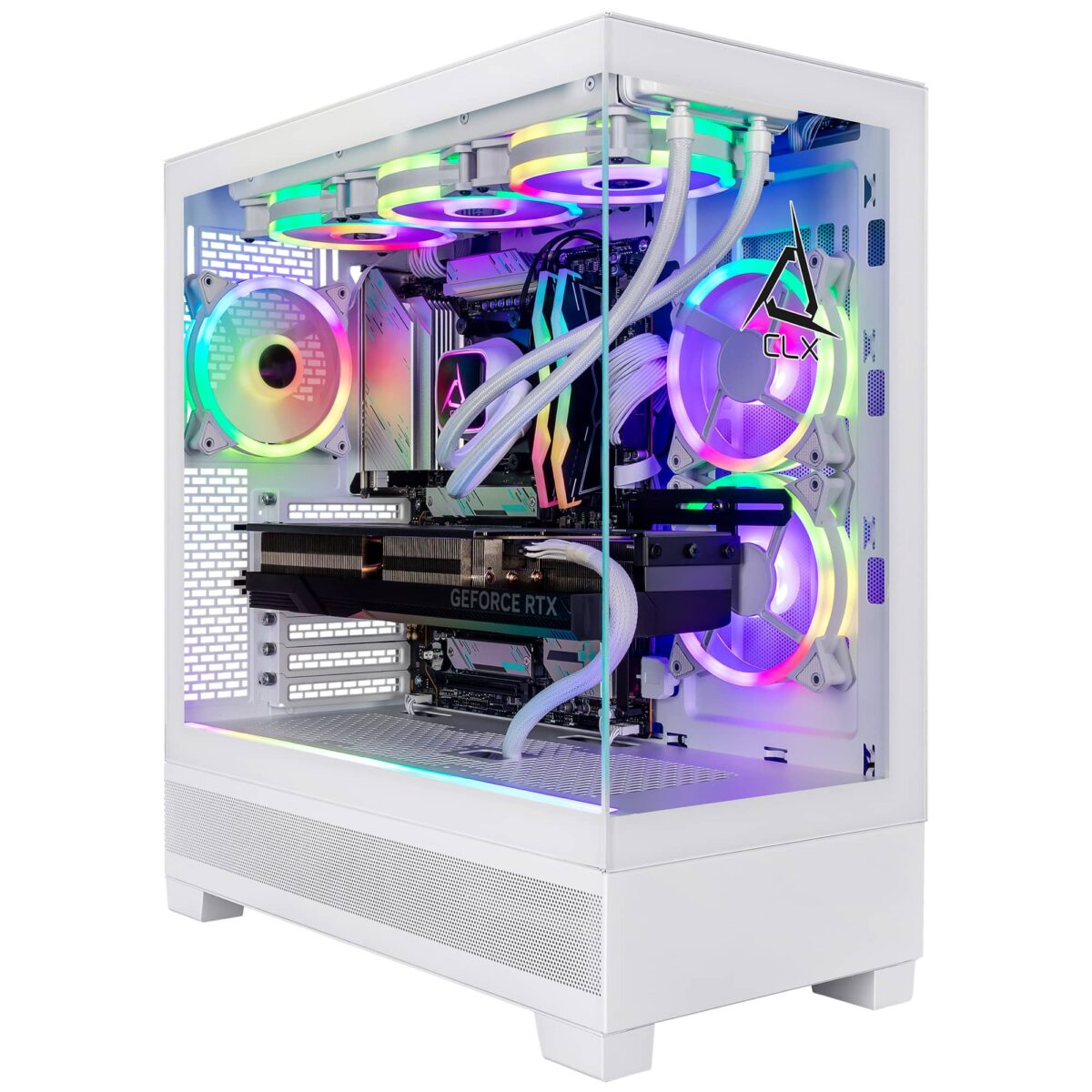 CLX - SET Gaming Desktop - Intel Core Ultra 7 265KF - 64GB DDR5 5600 Memory - GeForce RTX 4070 SUPER - 2TB NVMe SSD - 4TB HDD - White