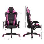 Costway - Gaming Chair Reclining Racing Chair w/Lumbar Support and Headrest Pink - Pink + Black