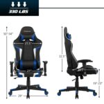 Costway - Massage Gaming Chair Reclining Swivel Racing Office Chair w/Lumbar Support Blue - Blue + Black