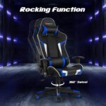 Costway - Massage Gaming Chair Reclining Swivel Racing Office Chair w/Lumbar Support Blue - Blue + Black