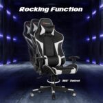 Costway - Massage Gaming Chair Reclining Swivel Racing Office Chair w/Lumbar Support White - White + Black