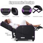 Costway - Massage Gaming Recliner Chair Single Living Room Sofa Home Theater Seat Purple - Purple + Black