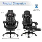 Costway - Office Computer Desk Chair Gaming Chair Adjustable Swivel w/Footrest Grey - Grey + Black