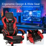 Costway Office Computer Desk Chair Gaming Chair Adjustable Swivel w/Footrest Red - Red + Black