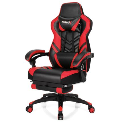 Costway Office Computer Desk Chair Gaming Chair Adjustable Swivel w/Footrest Red - Red + Black