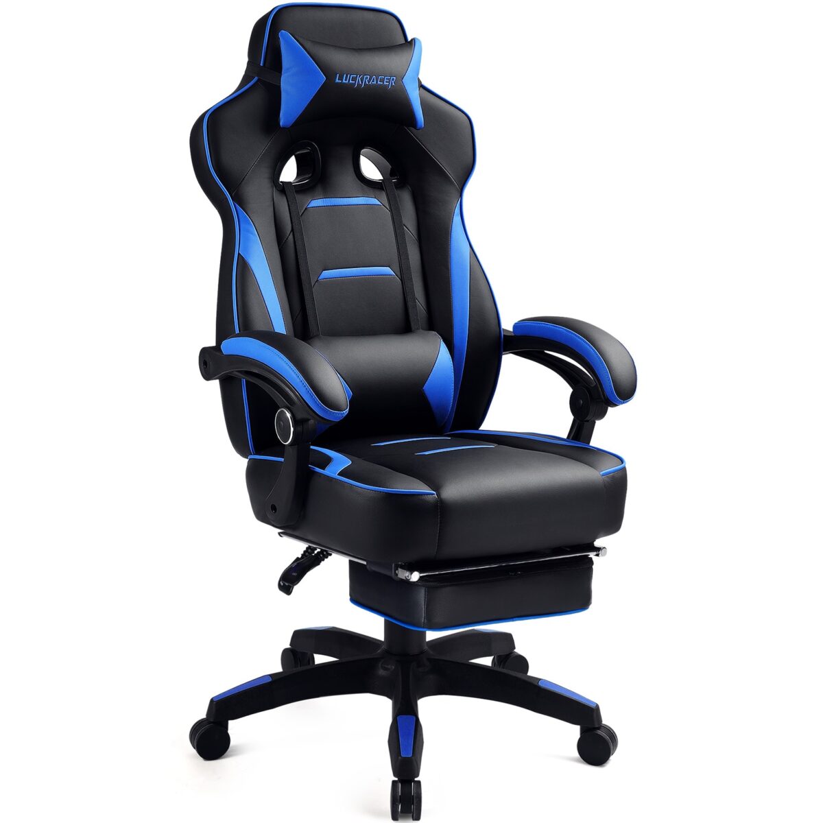 GTPlayer - F59 Racing Style Gaming Chair with Footrest - Blue