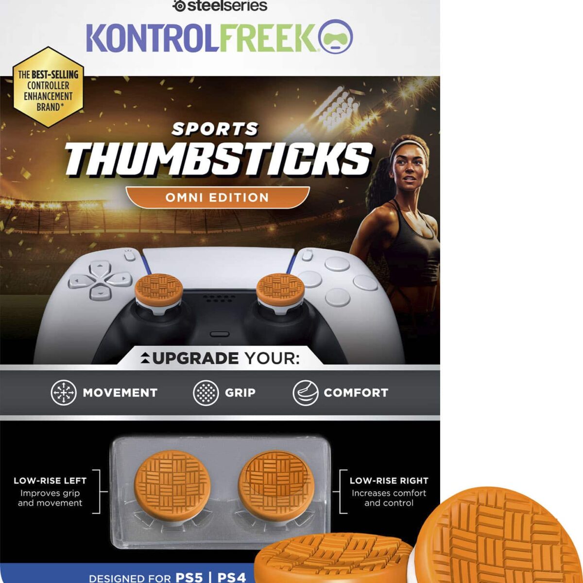 KontrolFreek - Sports Omni Thumbsticks, PlayStation 5 - Orange/White