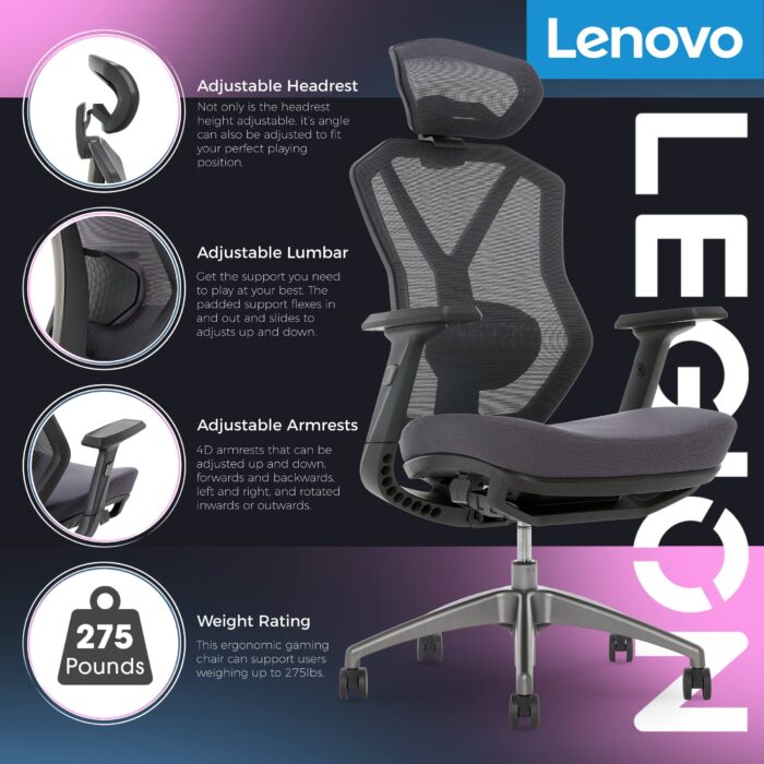 Lenovo - Legion Mesh Gaming Chair - Space Gray