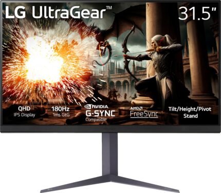 LG - UltraGear 32" IPS LED 180Hz 1-ms NVIDIA G-SYNC Compatible and AMD Freesync Gaming Monitor with HDR - Black