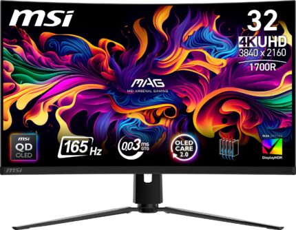 MSI - MAG 321CUP QD-OLED 32" 3840x2160 (DQHD) Curved OLED Quantum Dot Monitor 165Hz 0.03ms(GTG) HDR400 Type-C DisplayPort HDMI - Black