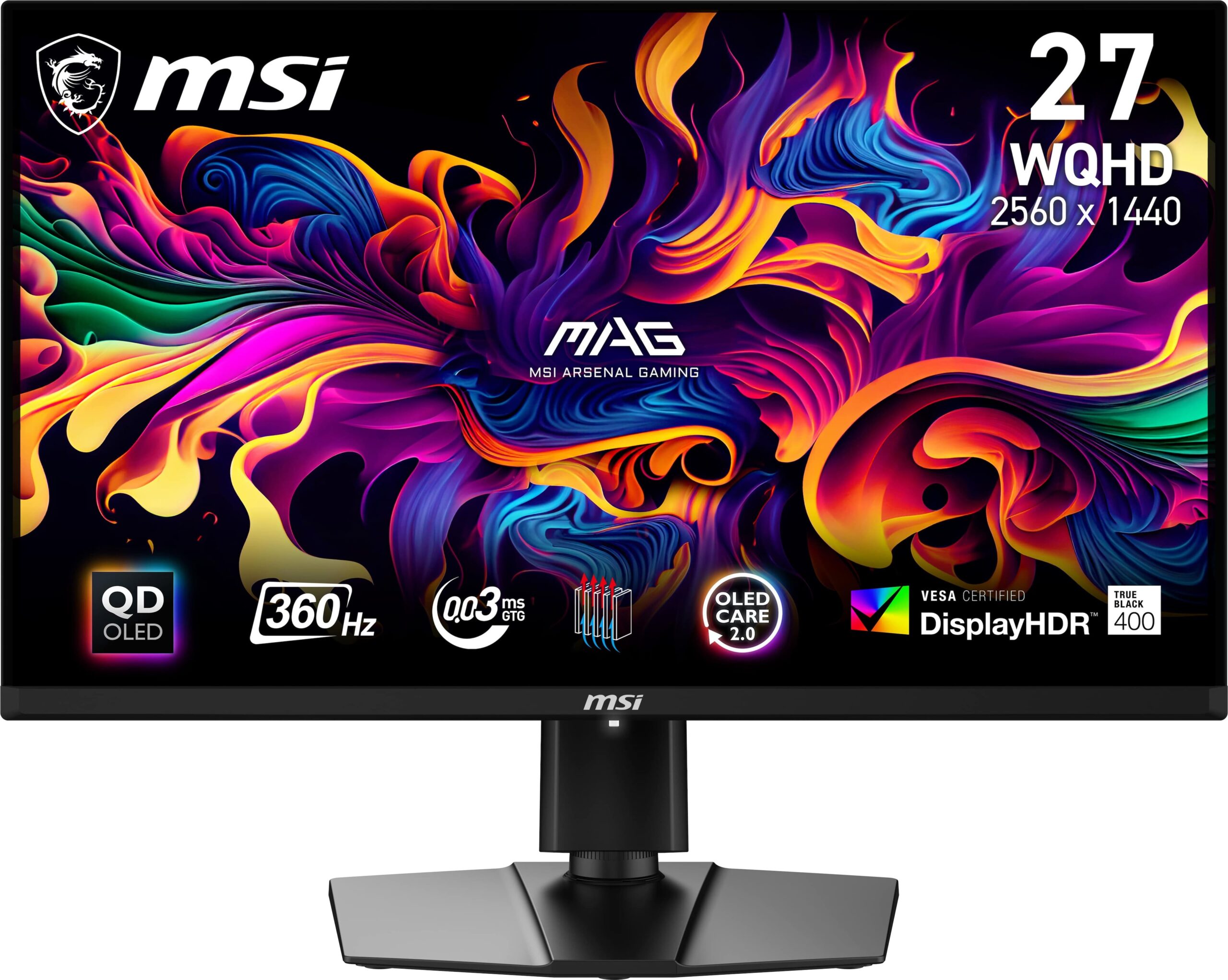 MSI - MAG271QPXQDOLED 27" OLED QHD 360Hz 0.03ms FreeSyncPremium Gaming Monitor with HDR400 (DisplayPort, HDMI, USB-C) - Black