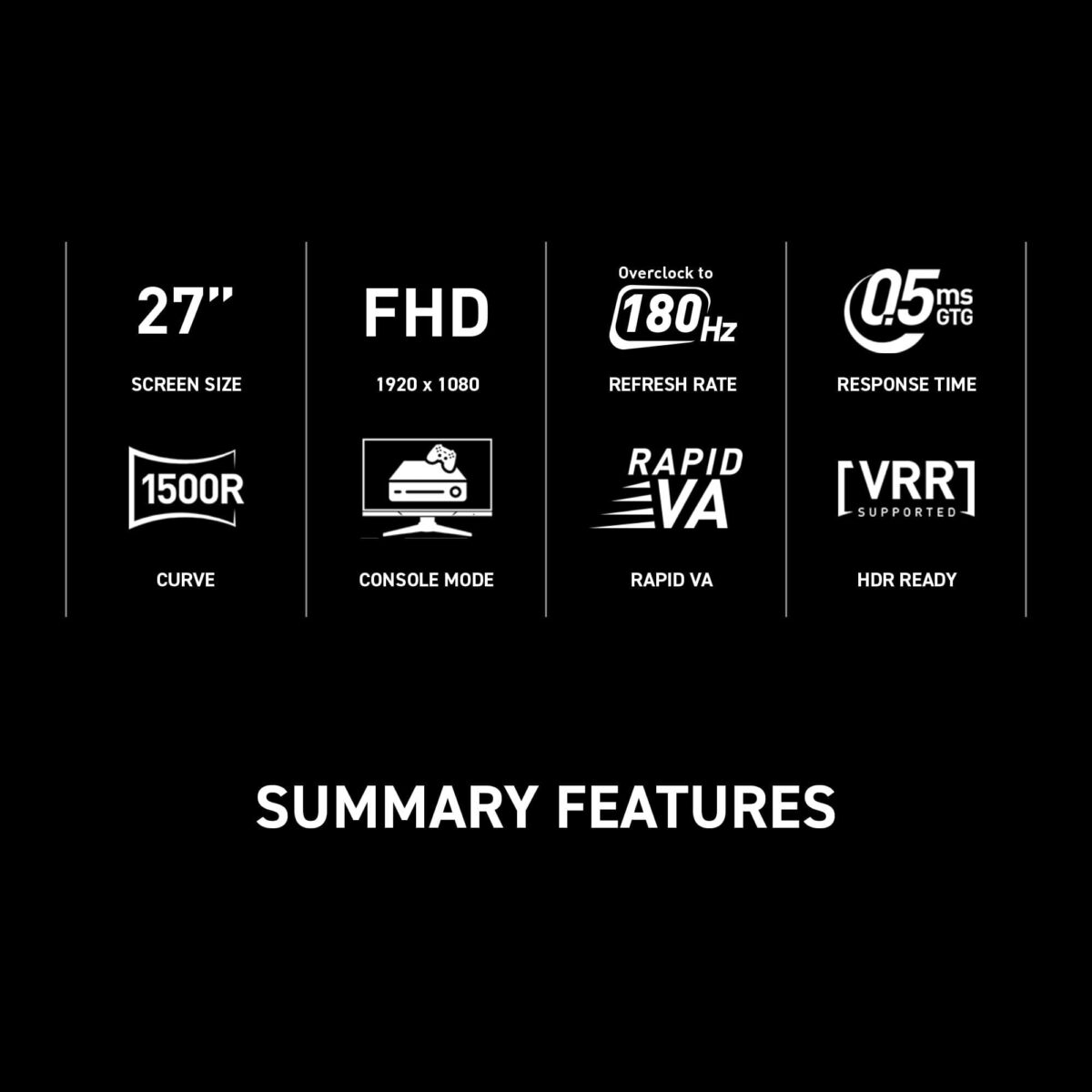 MSI - MAG27C6F 27" Curved FHD 180Hz 0.5ms Adaptive Sync Gaming Monitor with HDR ready (DisplayPort, HDMI, ) - Black