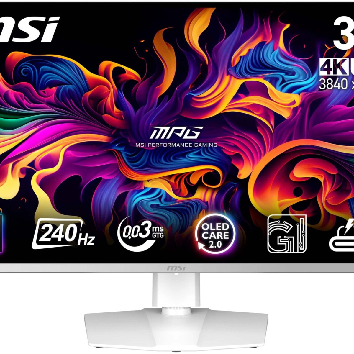 MSI - MPG 321URXW QD-OLED 32" Quantum Dot OLED UHD 240Hz 0.03ms Gaming Monitor with HDR400 (DisplayPort, HDMI, USB) - Metallic White