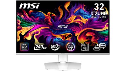 MSI - MPG 321URXW QD-OLED 32" Quantum Dot OLED UHD 240Hz 0.03ms Gaming Monitor with HDR400 (DisplayPort, HDMI, USB) - Metallic White