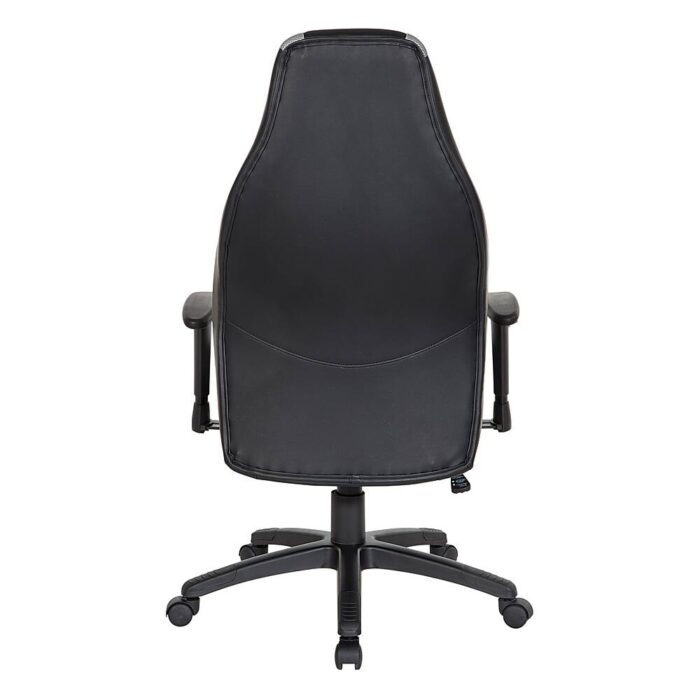 OSP Home Furnishings - Commander Gaming Chair in Black Faux Leather and Grey Accents - Gray