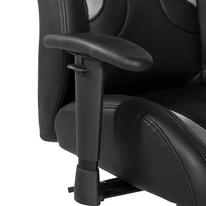 OSP Home Furnishings - Commander Gaming Chair in Black Faux Leather and Grey Accents - Gray