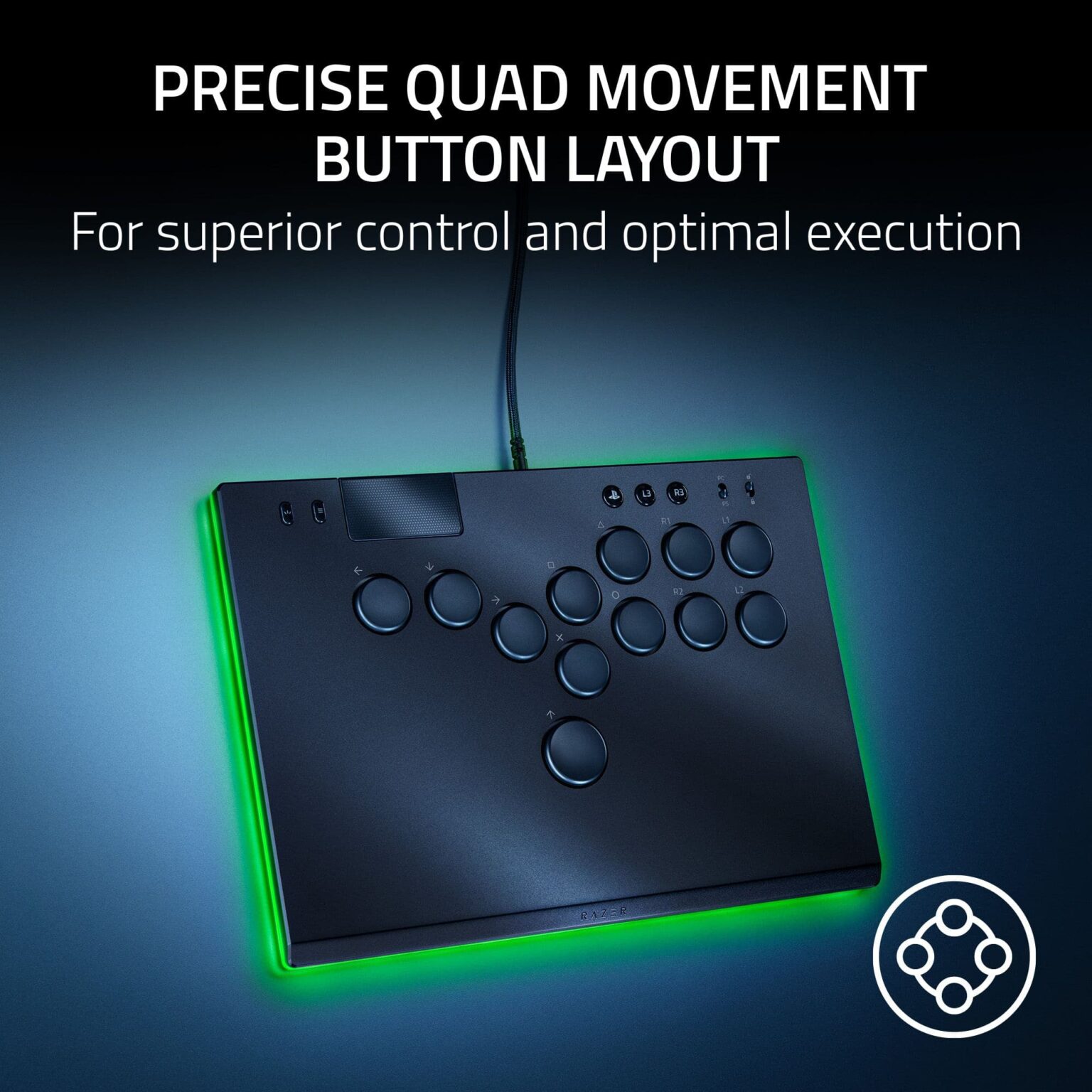 Razer - Kitsune All-Button Optical Arcade Controller for PS5 and PC - Black