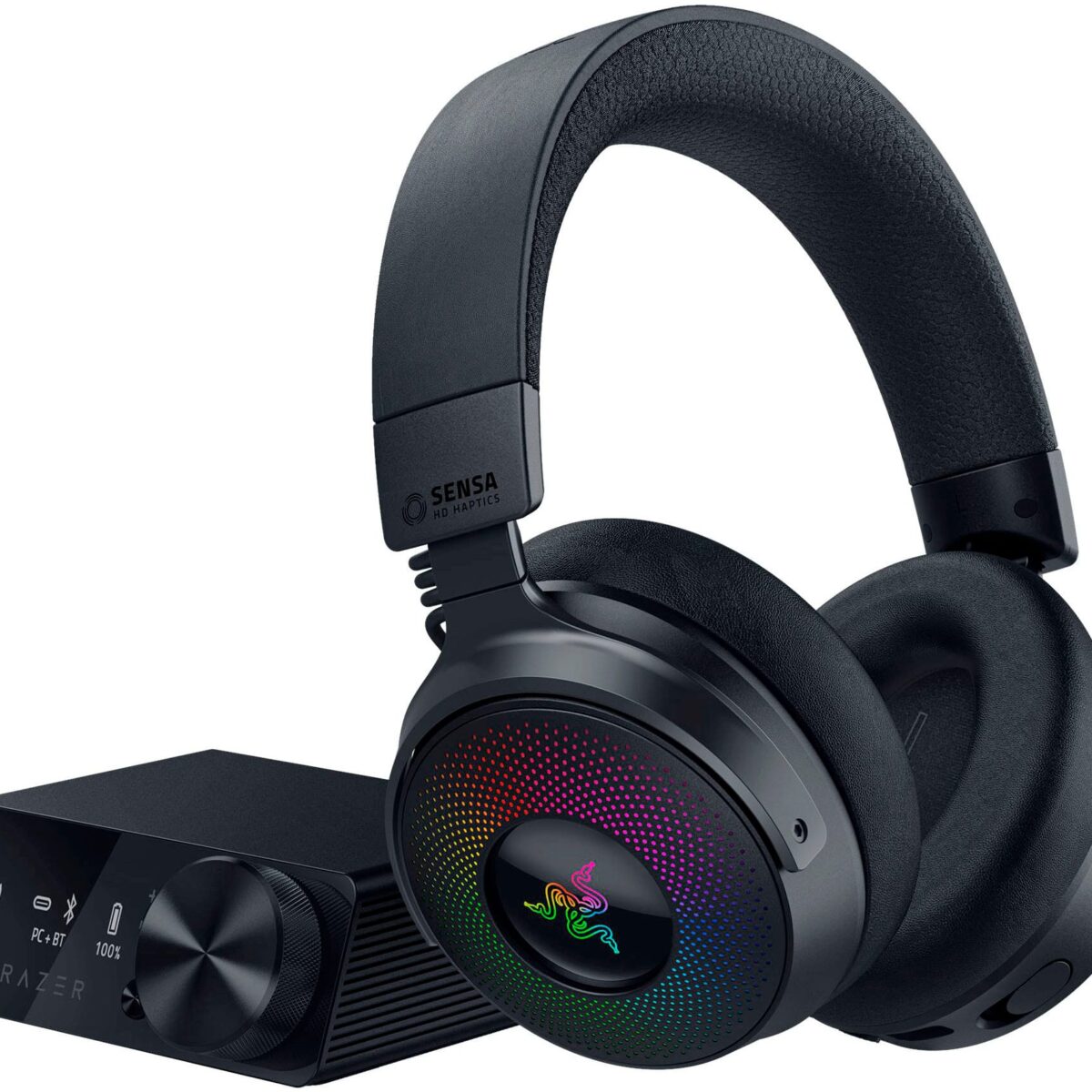 Razer - Kraken V4 Pro Wireless Gaming Headset with 9 Zone Chroma RGB - For PC, Mac, PS5, Nintendo Switch, Steam Deck, Smartphone - Black