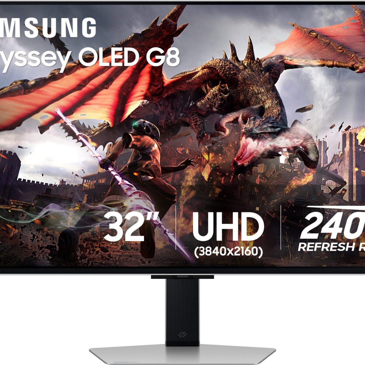 Samsung - 32" Odyssey QD-OLED G8 (G80SD) 4K UHD 240Hz 0.03ms Smart Gaming Monitor with HDR - Silver