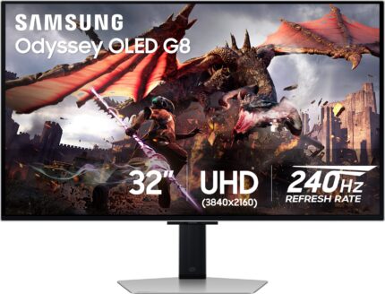 Samsung - 32" Odyssey QD-OLED G8 (G80SD) 4K UHD 240Hz 0.03ms Smart Gaming Monitor with HDR - Silver