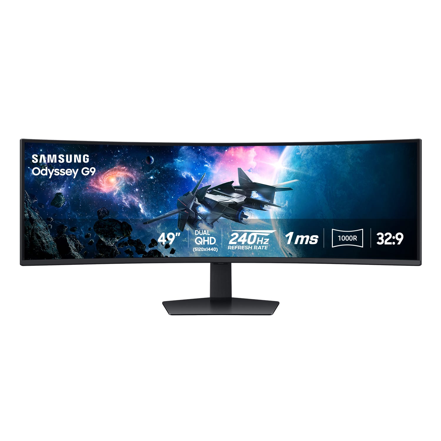 Samsung - 49" Odyssey 1000R Curved Dual QHD 240Hz 1ms FreeSync Gaming Monitor with HDR1000 (HDMI x2, DP, USB) - Black