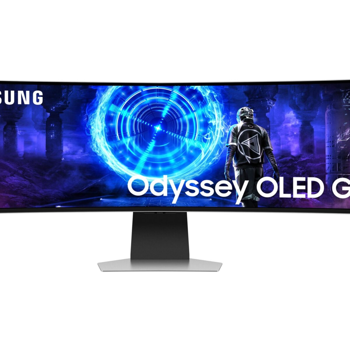 Samsung - 49" Odyssey QD-OLED G9 Curved Dual-QHD 240Hz FreeSync Prem Pro and G-Sync Compatible Smart Glare Free Gaming Monitor - SILVER