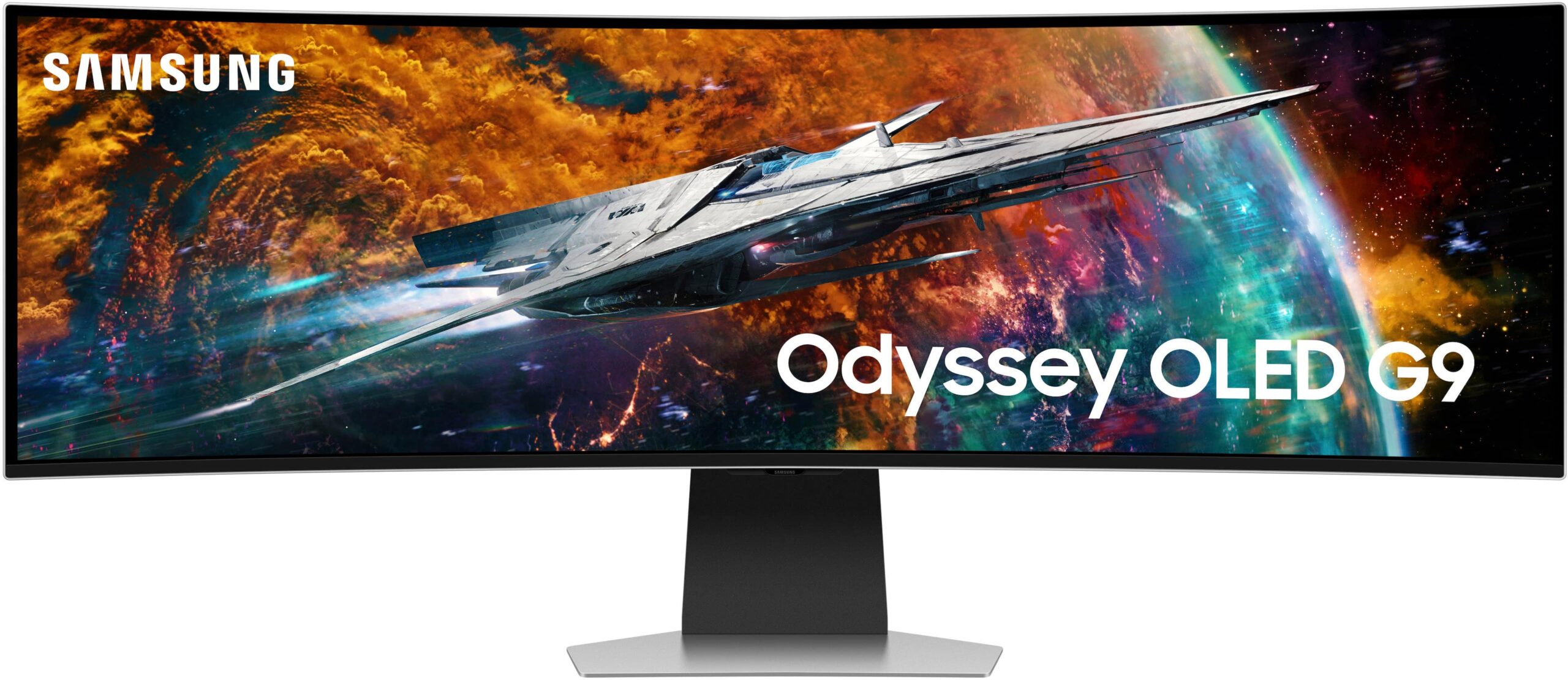 Samsung - 49" Odyssey QD-OLED G9 (G95SC) DQHD 240Hz 0.03ms G-Sync Compatible Curved Smart Gaming Monitor - Silver