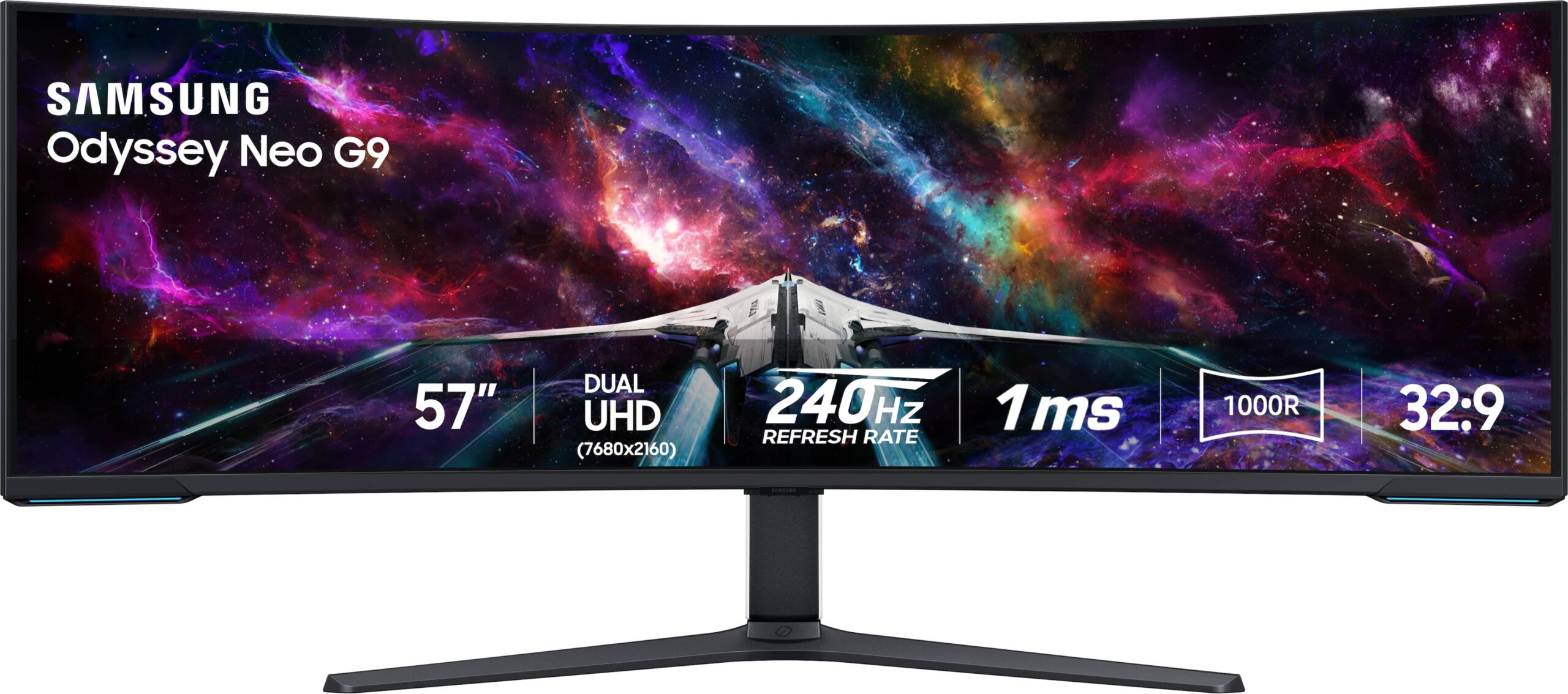 Samsung - 57" Odyssey Neo G9 Dual 4K UHD Quantum Mini-LED 240Hz 1ms HDR 1000 Curved Gaming Monitor (HDMI 2.1, DP 2.1, USB 3.0) - Black