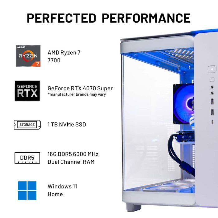 Skytech Gaming - KING95 Gaming Desktop PC - AMD Ryzen 7 7700 - 16GB Memory - NVIDIA 4070 Super - 1TB NVMe SSD - White