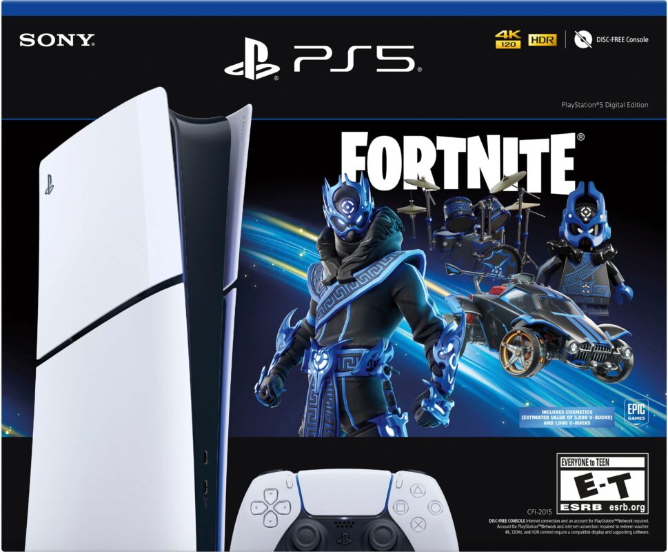 Sony - PlayStation 5 Slim Console Digital Edition - Fortnite Cobalt Star Bundle - White