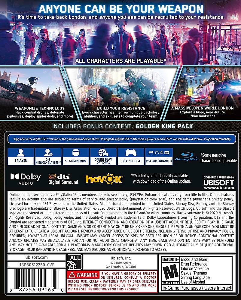 Watch Dogs: Legion Standard Edition - PlayStation 5, PlayStation 4