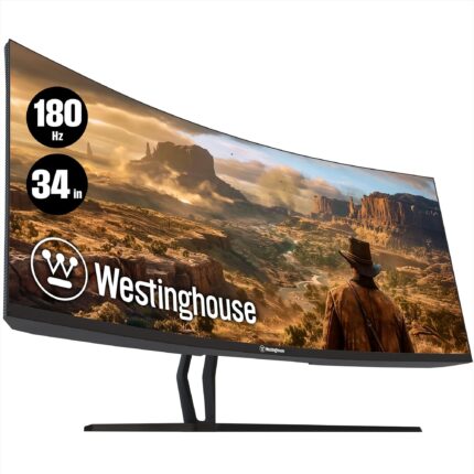 Westinghouse - 34" Curved UltraWide QHD Gaming Monitor 180Hz - Black