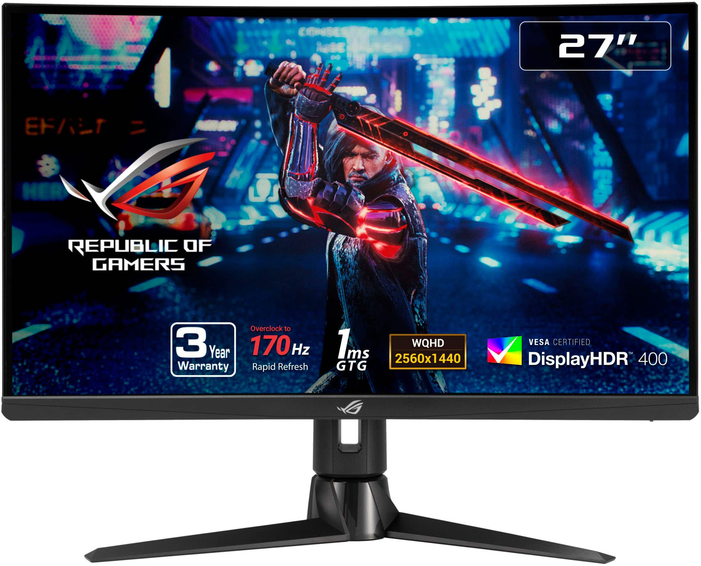 ASUS - ROG Strix 27" LED WQHD FreeSync Gaming Monitor with HDR (DisplayPort, HDMI) - Black