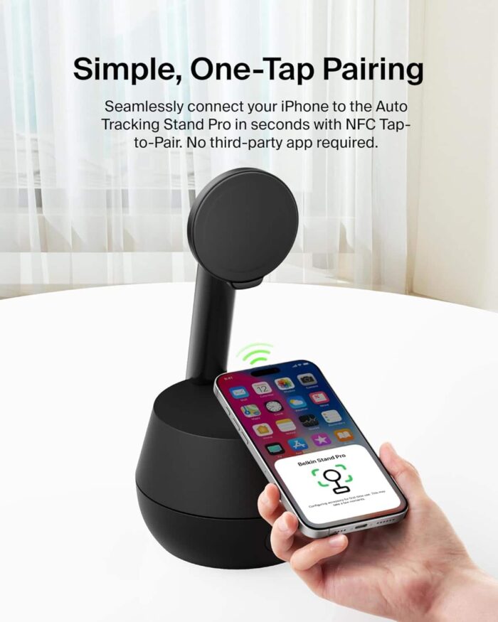 Belkin - Wireless Charger Stand, Auto Face Tracking, Apple DockKit Certified, Tripod & MagSafe Compatible, 360° Rotation.