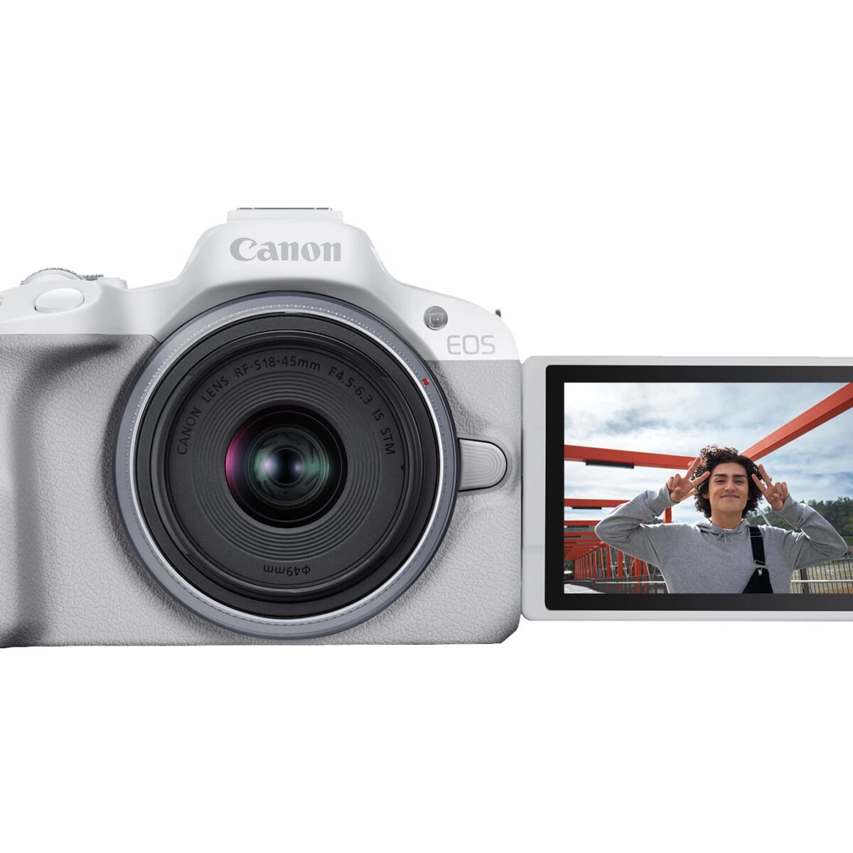 Canon - EOS R50 4K Video Mirrorless Camera with RF-S18-45mm f/4.5-6.3 IS STM Lens - White