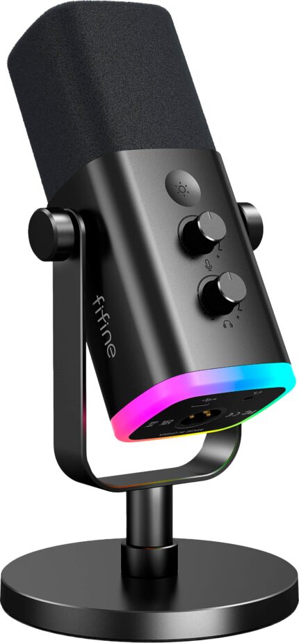 FIFINE - XLR/USB dynamic microphone with RGB lighting