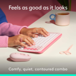 Logitech - POP ICON COMBO Compact TKL Bluetooth Keyboard and Mouse Bundle with Programmable Quiet Keys and Buttons - Rose & Off-White