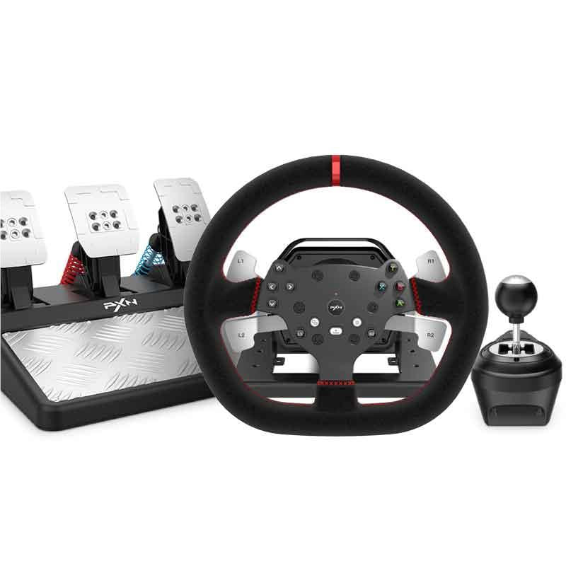 PXN V10 Premium Force Feedback 3-in-1 Steering Wheel Bundle