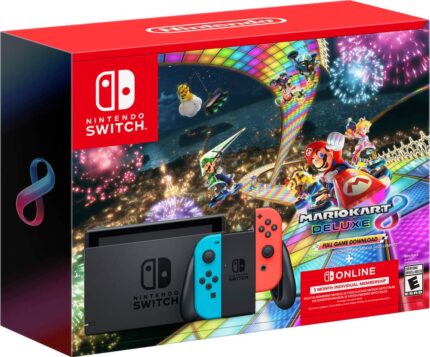 Refurbished Switch Neon Joy-Con + Mario Kart 8 Deluxe (Download) + 3 Month Nintendo Switch Online Individual Membership