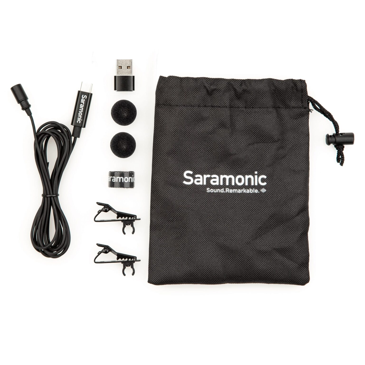 Saramonic - Lavalier Mic w/ USB-C Output, 6.6' Cable & USB Adapter for Mobile Devices & Computers